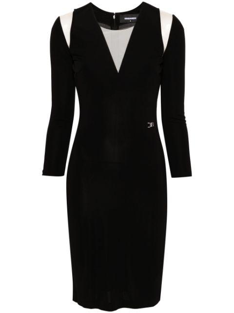 logo-plaque mesh-detail dress by DSQUARED2