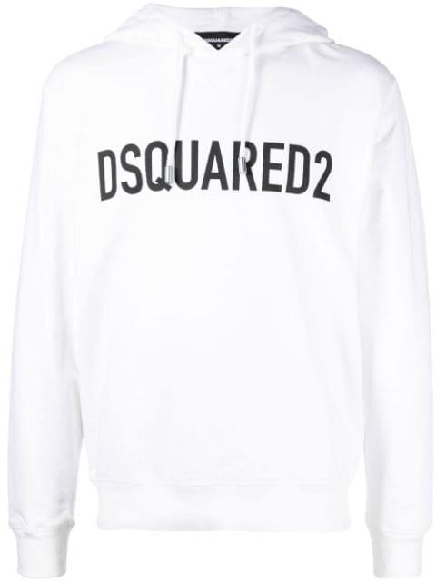 logo-print cotton hoodie by DSQUARED2