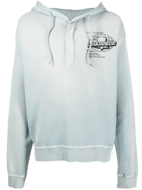logo-print cotton hoodie by DSQUARED2