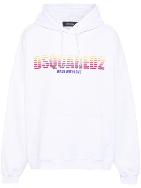 logo-print cotton hoodie by DSQUARED2