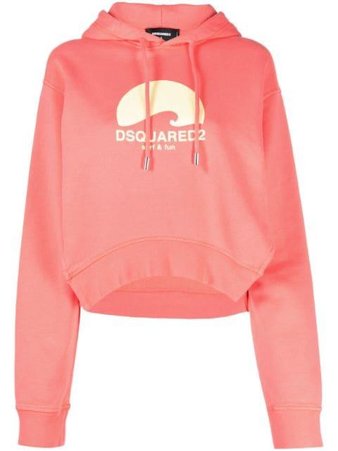 logo-print cotton hoodie by DSQUARED2