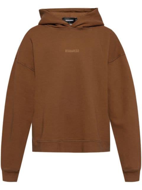 logo print cotton hoodie by DSQUARED2