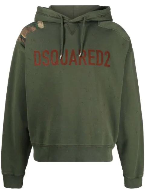logo-print cotton hoodie by DSQUARED2