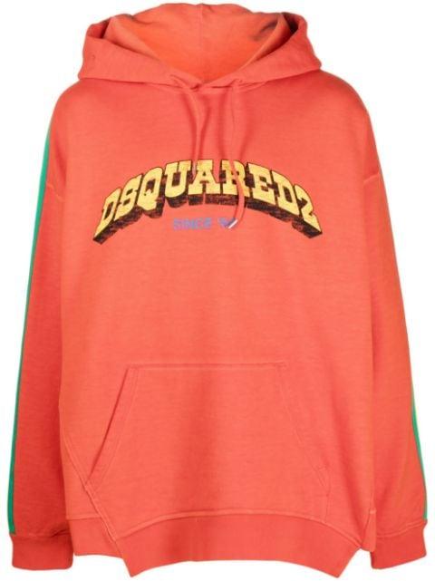 logo-print cotton hoodie by DSQUARED2