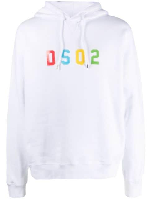 logo-print cotton hoodie by DSQUARED2