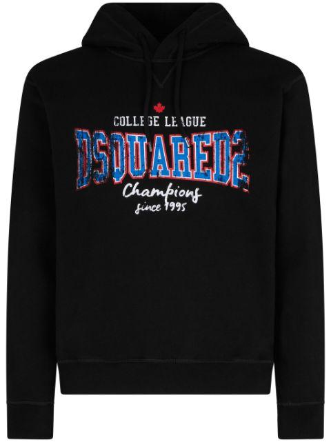 logo-print cotton hoodie by DSQUARED2