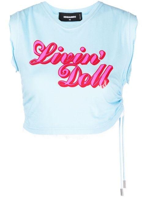 logo-print cropped T-shirt by DSQUARED2
