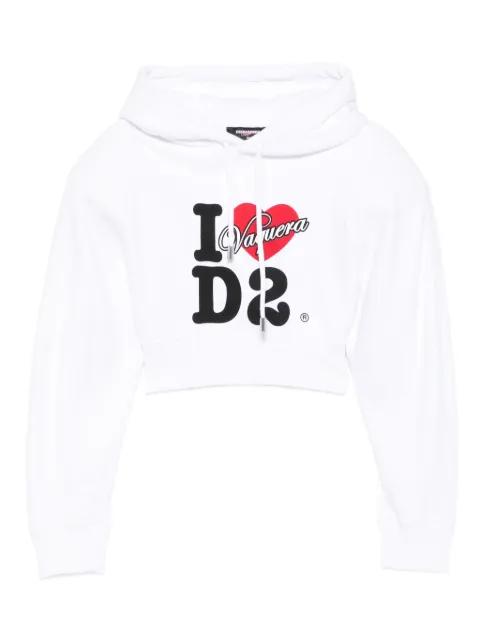 logo-print cropped hoodie by DSQUARED2
