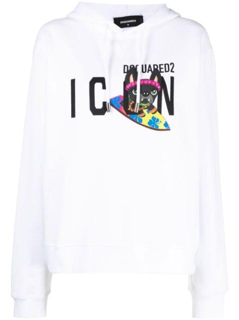 logo-print drawstring hoodie by DSQUARED2