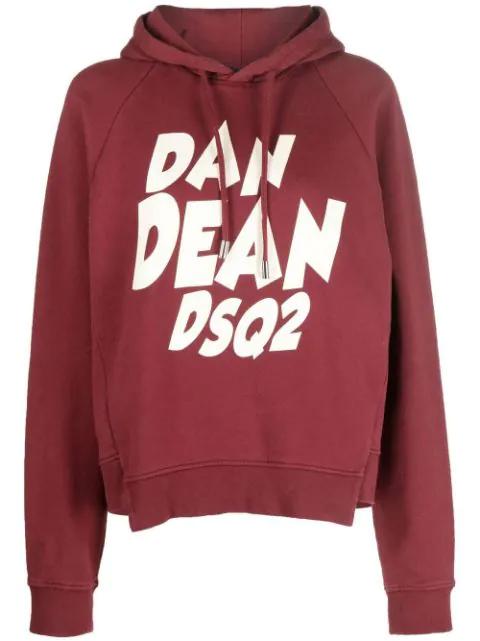logo-print drawstring hoodie by DSQUARED2