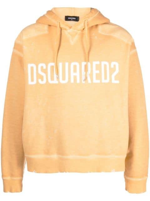 logo-print drawstring hoodie by DSQUARED2