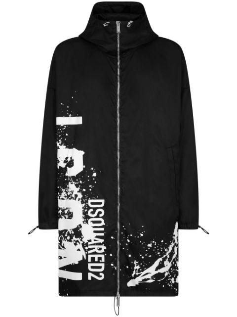 logo-print hoodied coat by DSQUARED2