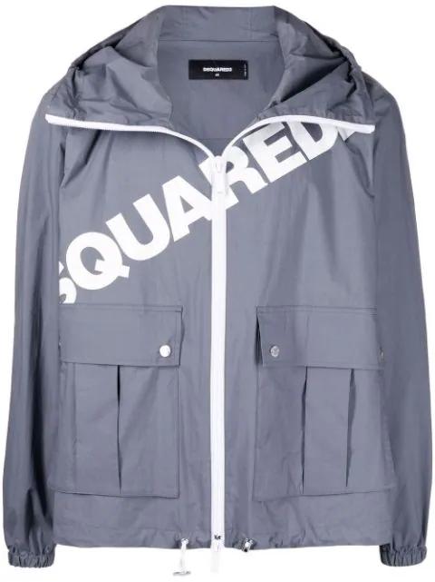 logo-print hoodied jacket by DSQUARED2