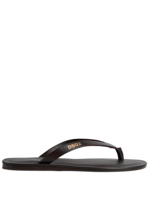 logo-print leather flip-flops by DSQUARED2