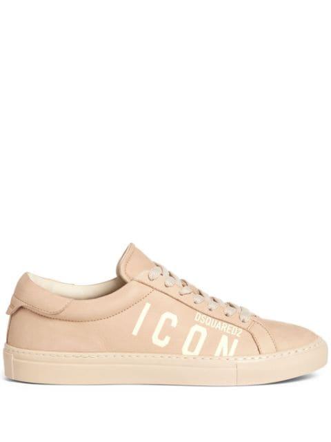 logo-print leather sneakers by DSQUARED2