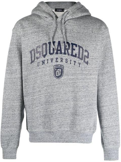 logo-print mélange-effect hoodie by DSQUARED2