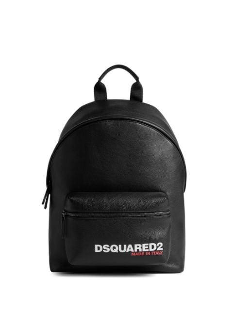 logo-print pebbled leather backpack by DSQUARED2