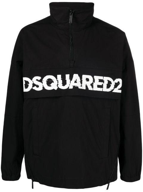 logo-print poplin half-zip jacket by DSQUARED2