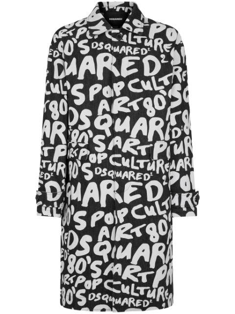logo-print single-breasted coat by DSQUARED2