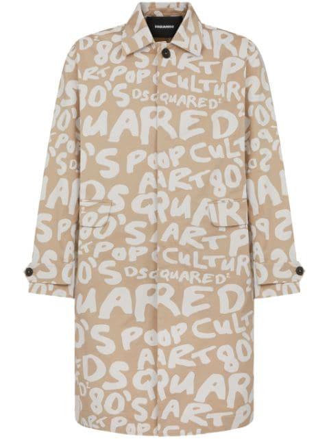 logo-print trench coat by DSQUARED2