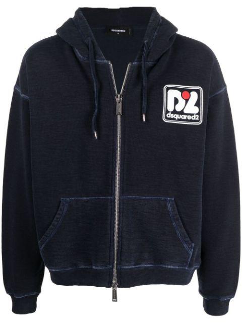 logo-print zip-up hoodie by DSQUARED2