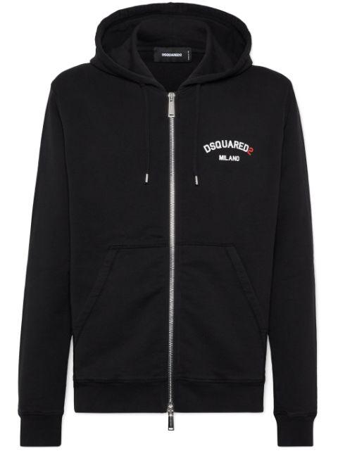 logo-print zip-up hoodie by DSQUARED2