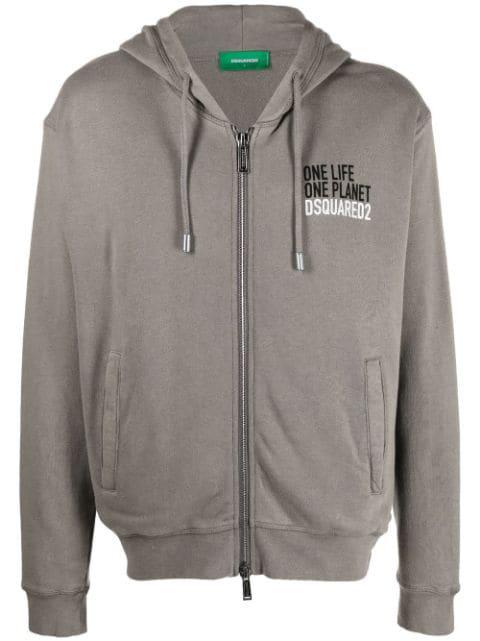 logo print zip-up hoodie by DSQUARED2
