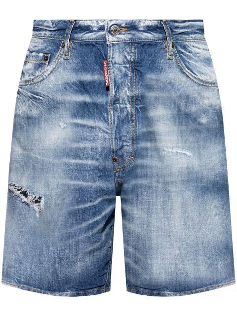 logo-tag distressed denim shorts by DSQUARED2