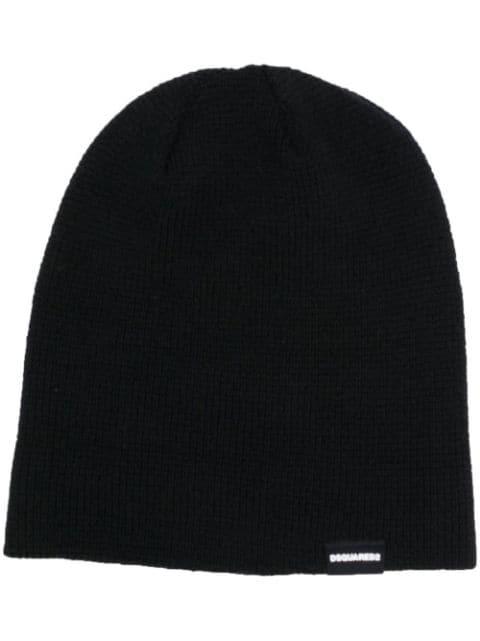 logo-tag wool beanie by DSQUARED2