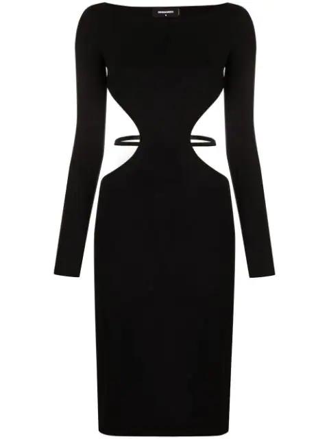 long-sleeve cut-out midi dress by DSQUARED2
