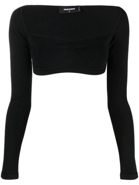 long-sleeve knitted crop top by DSQUARED2