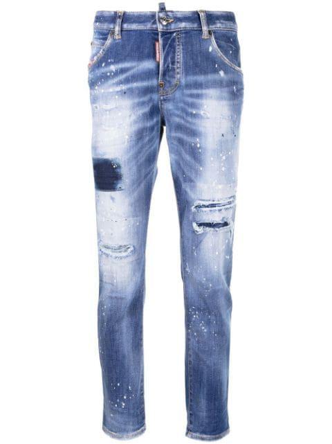 low-rise distressed cropped jeans by DSQUARED2