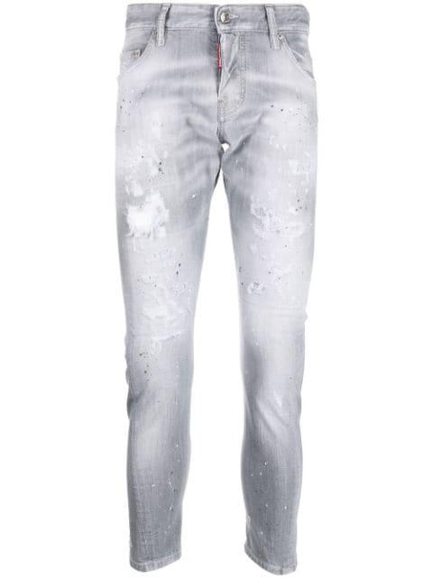 mid-rise distressed skinny jeans by DSQUARED2