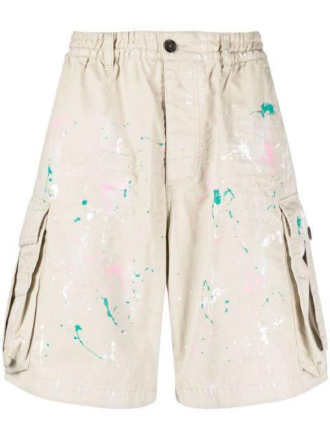 paint splatter cargo shorts by DSQUARED2