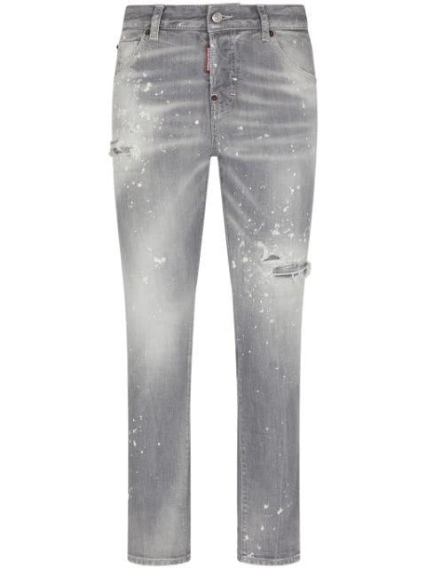 paint-splatter ripped jeans by DSQUARED2