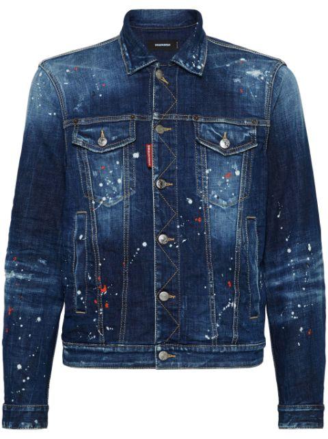 paint-splattered denim jacket by DSQUARED2