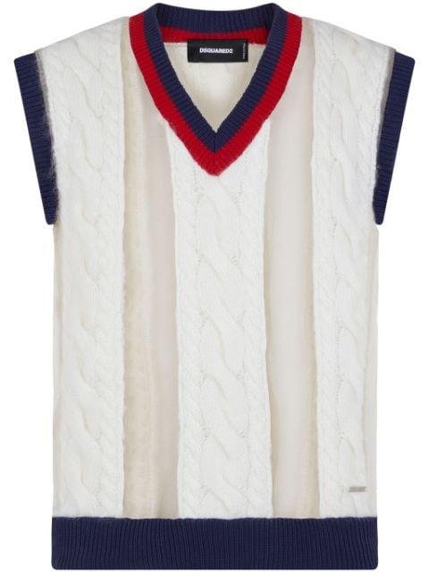 panelled cable-knit sweater vest by DSQUARED2