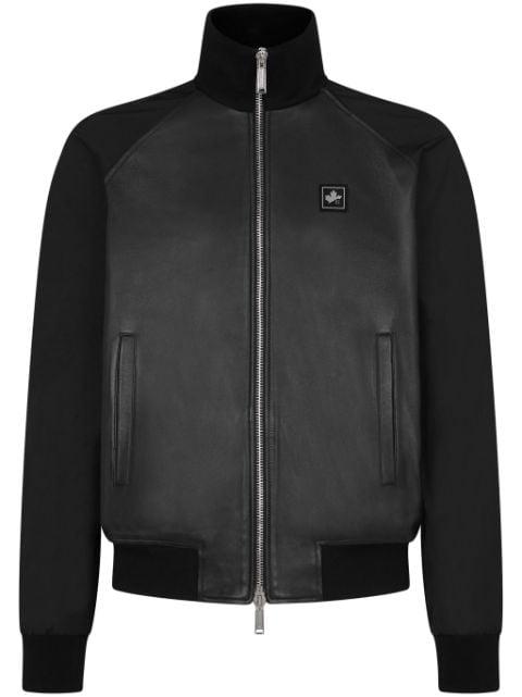 panelled leather track jacket by DSQUARED2