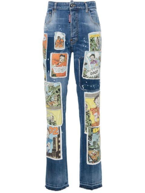 patch-detail straight-leg jeans by DSQUARED2