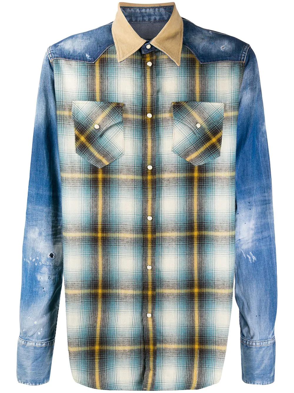 patchwork button shirt by DSQUARED2