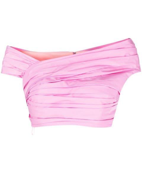 pleated off-shoulder cropped top by DSQUARED2