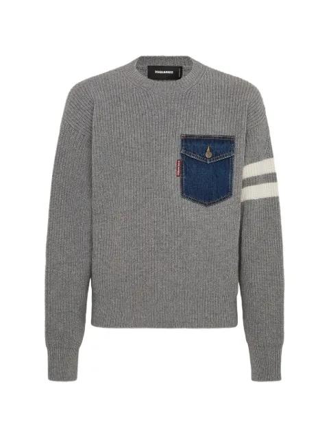 pocket stripe sweater by DSQUARED2