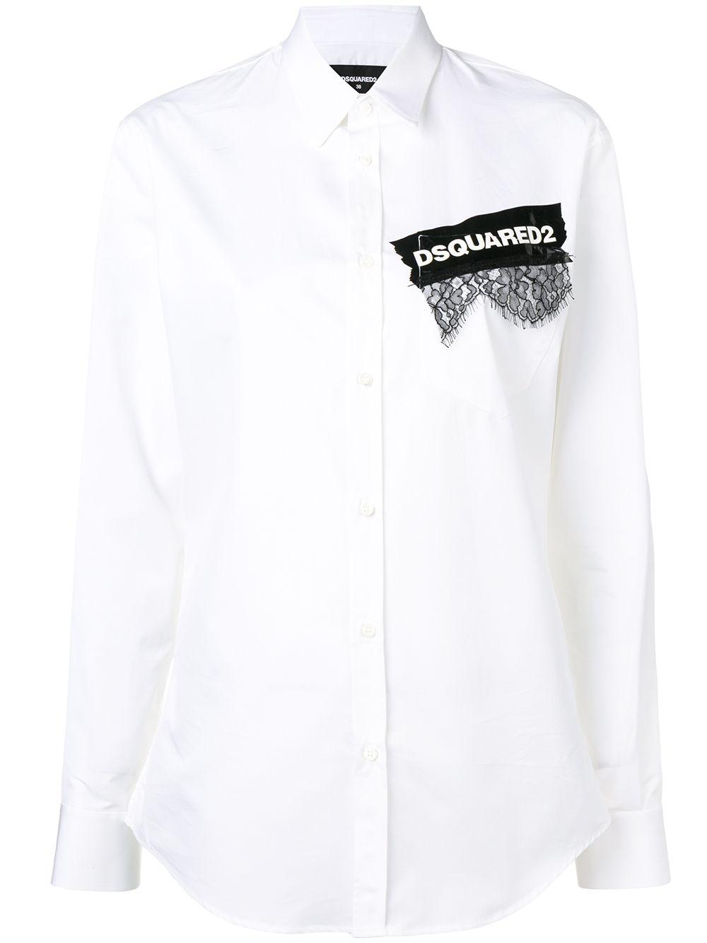 printed lace appliqué shirt by DSQUARED2