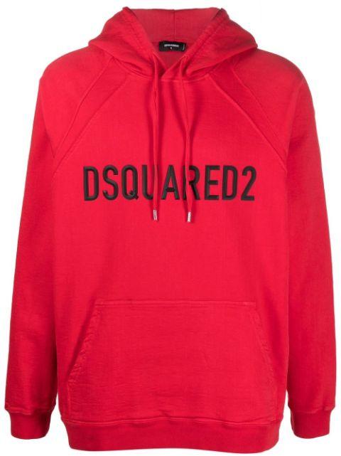raised-logo drawstring hoodie by DSQUARED2