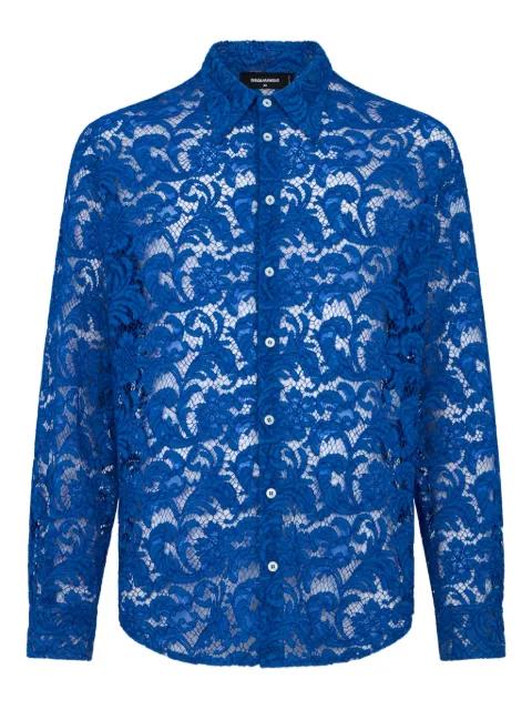 rebrodé-lace long-sleeve shirt by DSQUARED2