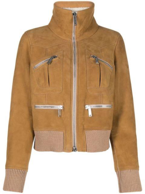 ribbed-detail zipped-up bomber jacket by DSQUARED2