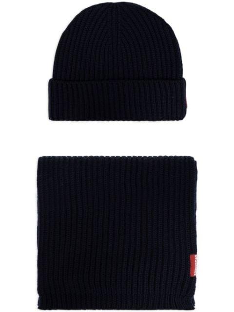 ribbed-knit logo-plate scarf and hat set by DSQUARED2