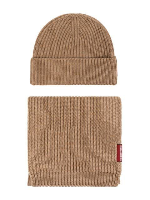 ribbed-knit wool beanie and scarf set by DSQUARED2