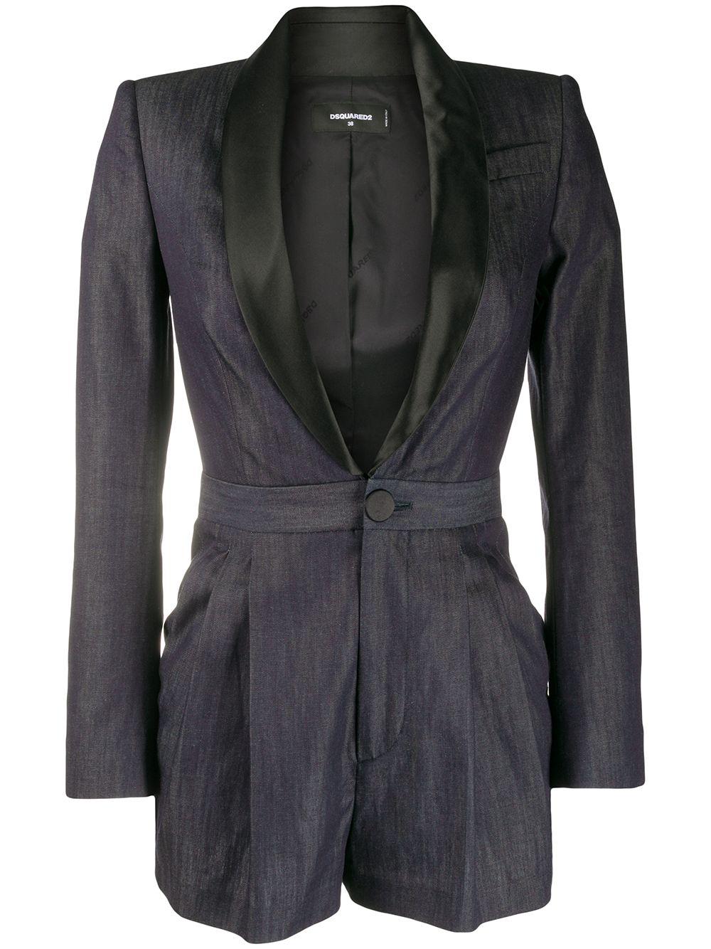 satin lapel denim playsuit by DSQUARED2