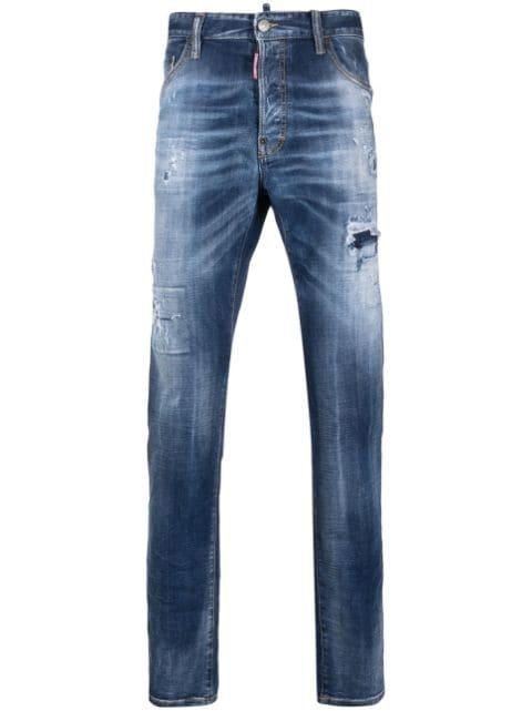 slim-fit distressed-finish jeans by DSQUARED2